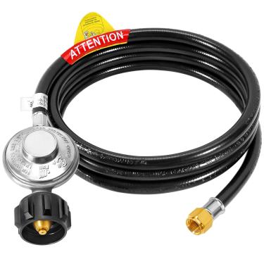 Imagem de GasSaf Regulador de propano de 2,3 m com mangueira, mangueira de regulador de grade para churrasqueira a gás Weber, churrasqueira Blackstone 28/91.4 cm, fogueiras, aquecedor e a maioria das