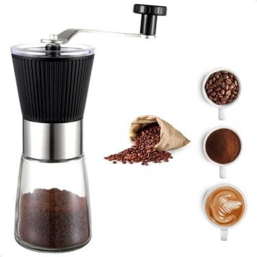 Imagem de Moedor Triturador de Cafe Grãos Manual em Inox e Vidro - WBCOM