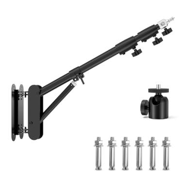 Imagem de iHorse Racing Suporte De Parede Para Anel De Luz, Suporte De Parede Com Braço Triangular De 72,8 Polegadas, Rotação Flexível De 180°, Suporte De Parede Para Câmera Para Fotografia, Luz Estroboscópic