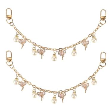 Imagem de 2un Fashion Charme Bolsa Pérolas para Mulheres, Pingente Pérolas com Laço Rosa Correntes de Bolsa Corrente Extensão Reposição para Decorações Bolsas Transversais