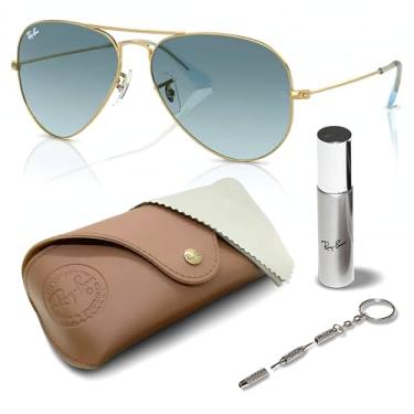 Imagem de Ray-Ban RB3025 Óculos de sol clássico gradiente em forma de aviador com kit de óculos - almofadas de nariz ajustáveis - Óculos de sol retrô formais e casuais ideais, Ouro (001/3 m | 58 mm), 58 mm
