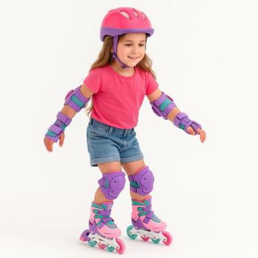 Imagem de Patins Infantil Roller Inline 4 Rodas Ajustável Para Criança Menino Me