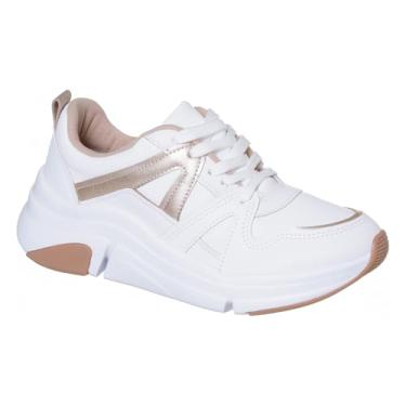 Imagem de Tênis Casual Sapato Feminino Recortes (Branco, BR, Adulto, Numérico, 36)