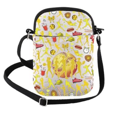 Imagem de FEELMEM Bolsa tiracolo para jogadores de softball, presente para corredores, apanhador de softball, arremessador, mercadoria, esporte, amantes, presente para mulheres, Bege, Tendência