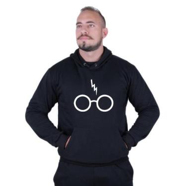 Imagem de Blusa De Moletom Harry Potter Óculos E Cicatriz - Vinis Store, Preto, 