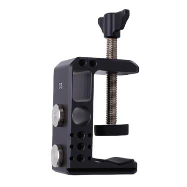 Imagem de Diyeeni Braçadeira de Lâmpada de Mesa, Pinça de Montagem de Mesa de Metal 1/4in 6 Orifícios, Grampos Universal C Com Orifícios de 3/8in e Trilho para Luz, Microfone, Braço de Tesoura de