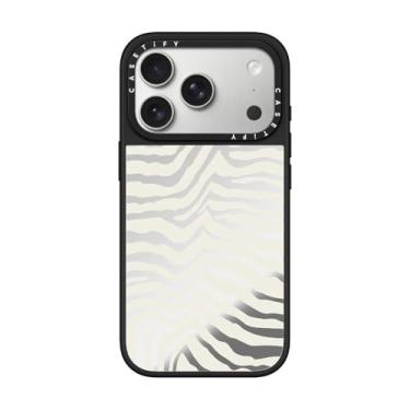 Imagem de CASETiFY Capa espelhada para iPhone 17 Pro [refletiva/compatível com Magsafe/1,5 m. 1X proteção contra quedas de grau militar] - listra zebra - prata em preto