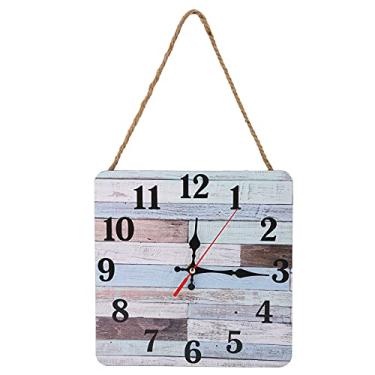 Imagem de Ymiko Relógio da Parede de Madeira Estilo Industrial Movimento de Quartzo Silencioso Grandes Números árabes Exibem Decoração de Parede de Moda Retro para Sala de Estar, Quarto Mdf