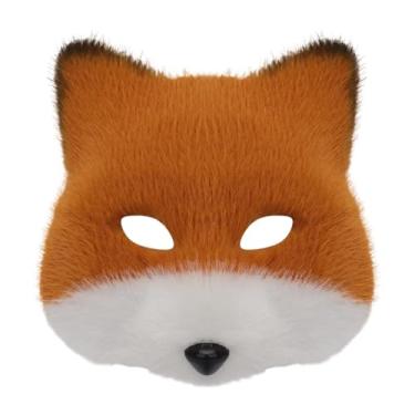 Imagem de UxicRuya Meia Máscara Facial Máscara Animal Máscara de para Clube Palco Carnaval Baile de Fantasia Adultos, Laranja Branco