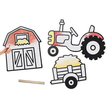 Imagem de Barn and Tractor Farm Wall Décor – Color n' Erase Kids Wall Décor 3pc Set – Tractor, Hay Wagon, Barn – Pair with Farm Animals – Cute Interactive Art for Toddler, Nursery, Bedroom, Playroom, Daycare