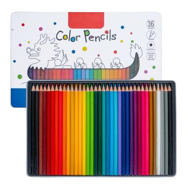 Imagem de Ouksma Colored Pencils Set in Tin Box, 12/24/36 Assorted Colors, Hexagonal Wood, Pre-Sharpened for Drawing, Sketching, Adult Coloring Books & Art Supplies (36 Colors)