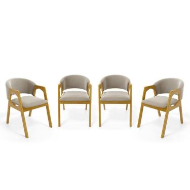 Imagem de Kit Com 4 Cadeiras Agatha Madeira Maciça Estofada Para Mesa De jantar