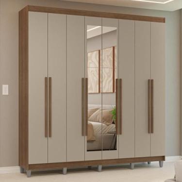 Imagem de Guarda-Roupa Casal com Pés 8 Portas Batentes com Espelho Venus Madesa,