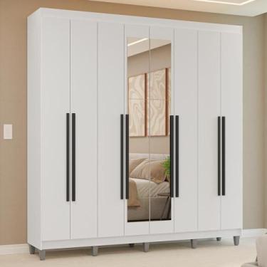 Imagem de Guarda-Roupa Casal com Pés 8 Portas Batentes com Espelho Venus Madesa,