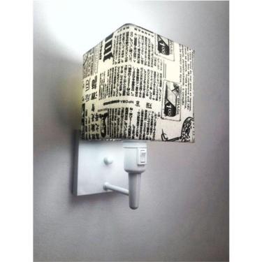 Imagem de Arandela Quadrada Vivare Md-2019 Base Branco Com Interruptor Cúpula Em Tecido - Bivolt Branco-ny-jornal 127-220v