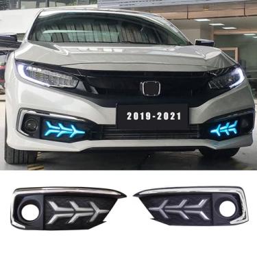 Imagem de Pevolgen Luz de neblina frontal de LED DRL para Honda Civic 2019-2021 luz de corrida diurna à prova d'água 1 par
