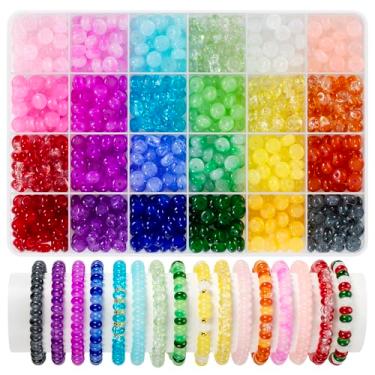 Imagem de Funtopia Contas de vidro Rondelle para fabricação de joias, 720 peças de contas de vidro de abaco para pulseira, contas de cristal espaçadoras de pedras preciosas de 24 cores para colar, artesanato