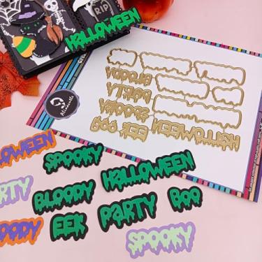 Imagem de Alinacutle Corte de metal de Halloween para fazer cartões feitos à mão, álbum de recortes, papel para presente de Natal, decoração de férias, modelo feito à mão - alinacutle (matrizes de letras de
