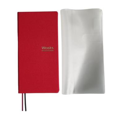 Imagem de Agenda semanal sem data, organizador de bolso, agenda, agenda, bloco de notas A6 (vermelho brilhante com capa)