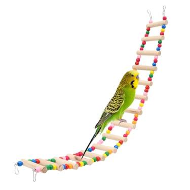 Imagem de DVHEY Ponte De Escada Para Pássaros Com 15 Degraus, 72 X 8 Cm, Madeira Bruta E Tinta Comestível, Balanço Escalada Hamsters Estimação, Adequado Pequeno Médio Porte, Acessórios Gaiolas (15 Escadas)