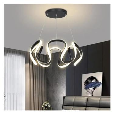 Imagem de Lustre de sala de jantar com controle remoto Lustres de teto LED modernos com design de céu estrelado Luminária de lustre
