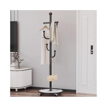 Imagem de hezhuhe2258 Prateleira de casaco para uso doméstico, cabideiro, chão, quarto, sala de estar, cabideiro, cabideiro, cabideiro, suporte de roupas (preto)