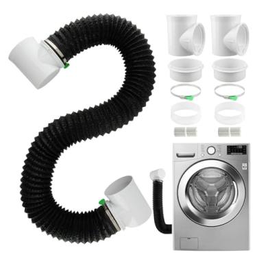 Imagem de Mangueira de ventilação do secador para espaço apertado, kit de conector de ventilação do secador com cotovelo de 90 graus e mangueira flexível, conector de duto de secadores de 10 cm, economia de
