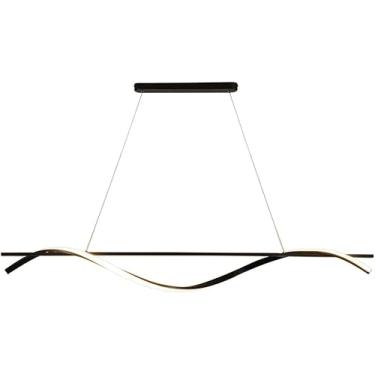 Imagem de Lustre longo de combinação para sala de jantar, LED, luz pendente de metal regulável, simples e - Mesa de jantar, café, bar, decoração, luminária pendente de teto, decoração moderna