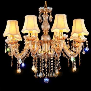 Imagem de Luminária pendente de vela de cristal europeia, sala de estar de luxo, restaurante, quarto, quarto de menina, villa, hotel, loja de roupas, salão de beleza, café, bar, lustre KTV (KB, 8 luze