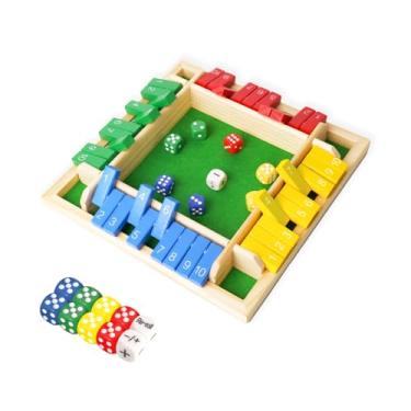 Imagem de Elanbells Shut The Box Dice Game for 2-4 Player Wooden Dice Game Math Games Close The Box Family Dice Board Games for Kids Adults, Tabletop Version Games for Classroom, Home, Party or Pub