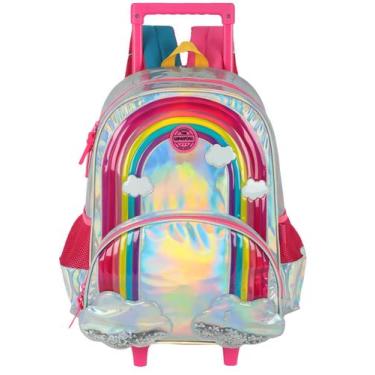 Imagem de Mochila Infantil Escolar Roda Arco-Íris Holográfico - UP4YOU, Prata
