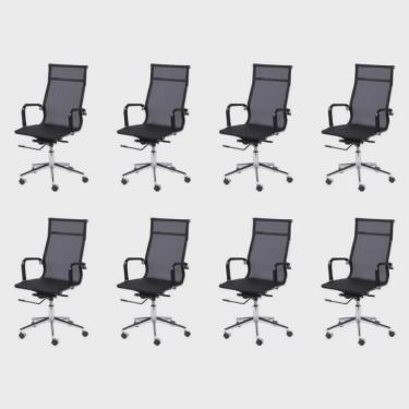 Imagem de Kit 8 Cadeiras Escritorio Presidente Esteirinha Corino 3303