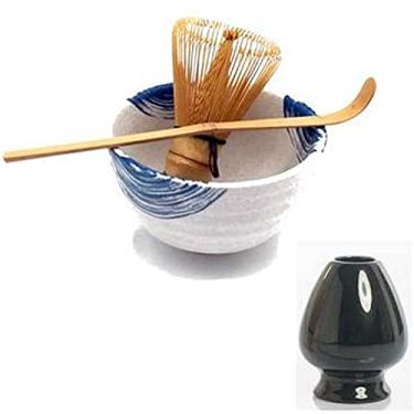 Imagem de QLDFX Tigela Matcha Tigela de Salada Tradicional Matcha Kit Batedor de Madeira Natural Colher Cerêmica Matcha Tigela Suporte para Batedor Japonês Matcha Presente Conjunto de Chá Tigela Matcha Conjunto