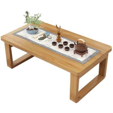 Imagem de Mesa de estudo infantil de bambu minimalista mesa de centro multifuncional mesa de lazer design dobrável economiza espaço adequado para uma ampla gama de aplicações (cor de tronco, 120 x 55 x 31 cm)