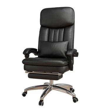 Imagem de Cadeiras de escritório confortáveis cadeira reclinável de couro com apoio de braço e pedal cadeira de escritório ajustável cadeira de escritório ergonômica