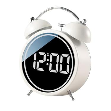 Imagem de Maxspace Relógio de mesa moderno, relógio analógico silencioso sem tique-taque operado por bateria, relógios de mesa pequenos para escritório/manto/mesa de trabalho ou mesa de cabeceira (Sino duplo