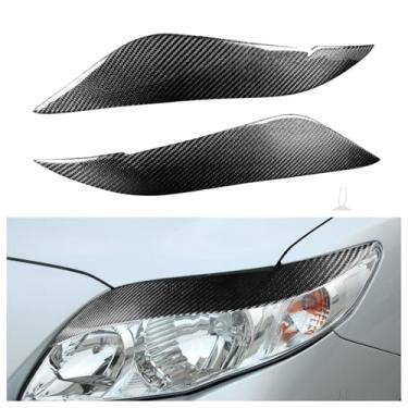 Imagem de 2 peças de acabamento de sobrancelha para farol dianteiro de fibra de carbono real para carro, cor preta, compatível com Toyota Corolla modelo 2008-2011, acessórios leves para carro