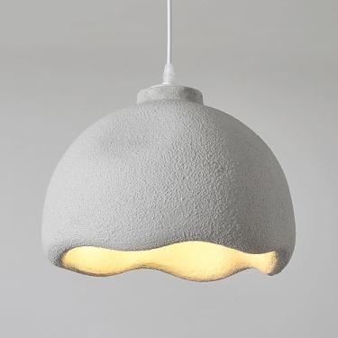 Imagem de YQSLQZZ Luminária pendente de resina de 13,8 polegadas, lustre de sala de jantar cozinha ilha japonesa vintage sala de estar, altura ajustável, luzes de teto suspensas, para bar de quarto