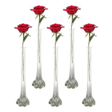 Imagem de Kit 5 Solitários de Vidro Transparente para Flor – Vaso Decorativo Elegante para Mesa