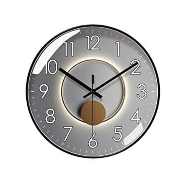 Imagem de WYUYIWH Relógio de parede quartzo moda leve relógio de parede silencioso de luxo relógio digital circular simples 25 cm/30 cm/35 cm relógio decorativo (tamanho: 14 polegadas)