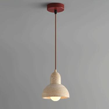 Imagem de YQSLQZZ Luminária suspensa de cabeceira, lustre de ilha de cozinha vintage japonês, luz de teto travertino amarela acima da mesa de jantar, para pia de corredor acima da mesa de jantar