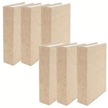 Imagem de Caixa decorativa de 6 peças, 22 x 15 x 4,6 cm, caixa de armazenamento de linho falsa moderna em forma de livro falso para decoração de mesa de centro de estante (conjunto de 6)