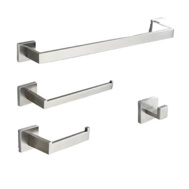 Imagem de WANGKENSU Acessórios de banheiro acessórios de banheiro ouro escovado barra de toalha de parede trilho suporte de papel gancho de aço inoxidável cabide de rack de banheiro moderno (gancho de níquel