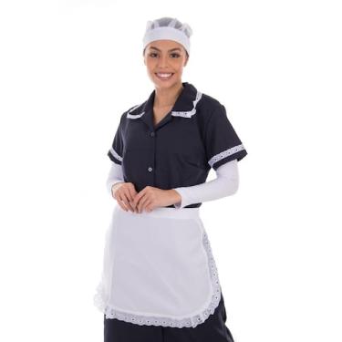 Imagem de Vestido em Tecido Oxford Com Avental e Detalhes em Bordado Ingles para