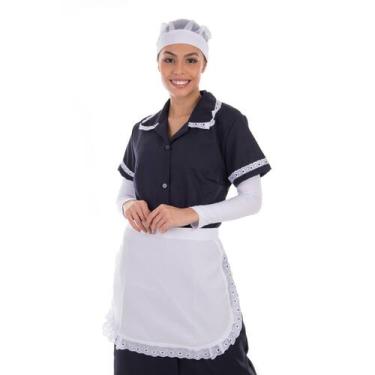 Imagem de Vestido em Tecido Oxford Com Avental e Detalhes em Bordado Ingles para