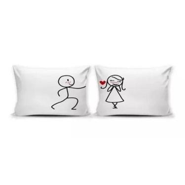 Imagem de Kit Fronhas Personalizadas Casal Namorados Amor Tímido - loja dinka