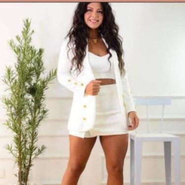Imagem de Conjunto com o Cropped é Shorts Saia - Nanda Fashion Boutique, Branco,