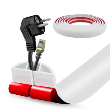 Imagem de Capa de cabo de piso autoadesiva, gerenciamento de cabos de 3 m, protetor de extensão para fios, evita viagens de cabos para escritórios, academias, exposições. Cavidade: 1,2 cm (L) x 0,8 cm (A