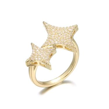 Imagem de rneyflow Aliança ajustável eternidade larga de zircônia cúbica banhada a ouro 18 k para mulheres, festa de casamento, formatura, Zircônia cúbica, Zircônia cúbica