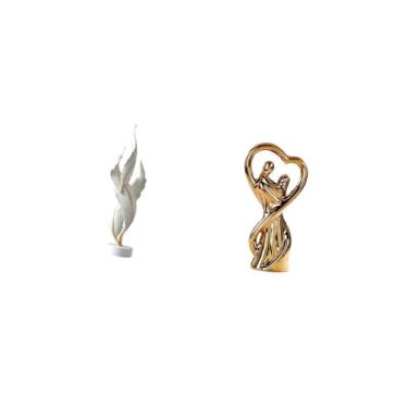 Imagem de Fenteer Escultura de Casal de Penas, Estátua Moderna, Coleção de Resina, Artesanato, Ornamento de Mesa, Estatueta Decorativa para Lareira, Armário de Escritór